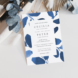 Pressed Botanical Wedding Invitation   Indigo