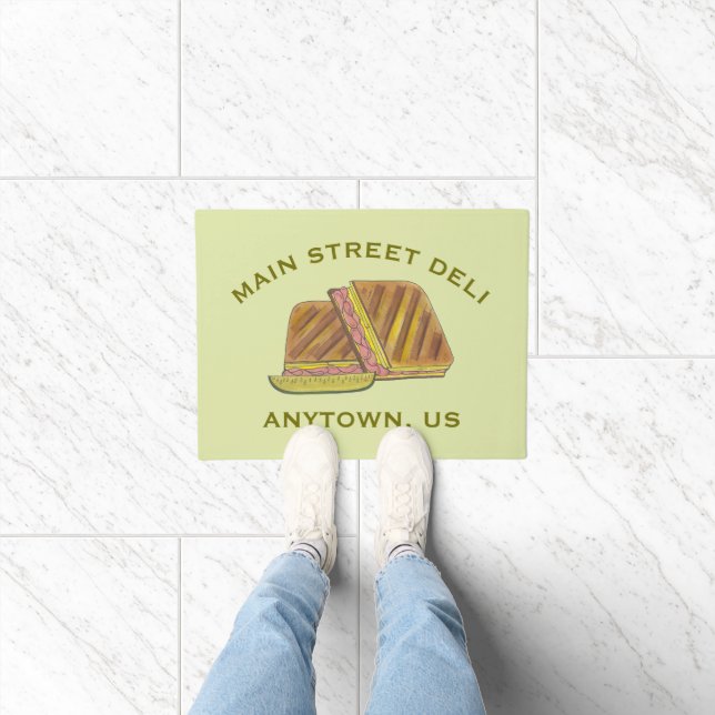 Pressed Cuban Ham Cheese Sandwich Deli Restaurant Doormat (Indoor)