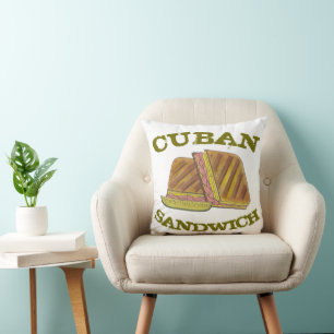 Pressed Cuban Sandwich Ham Cheese Salami PIckle Throw Pillow