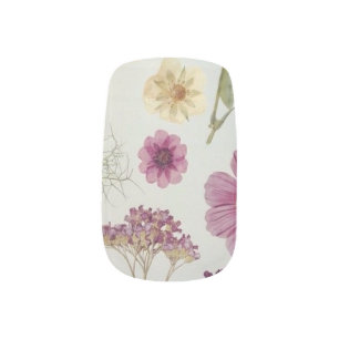 Pressed faux Dried Flower Minx Romantic Nail Art