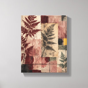 Pressed Fern Archive in Oxblood and Linen Canvas Print