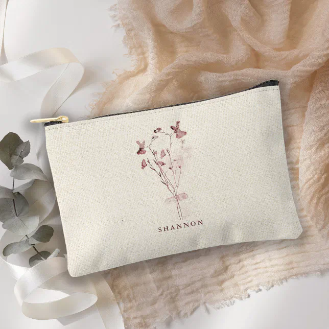 Pressed Floral Bouquet Cosmetic/Accessory Bag
