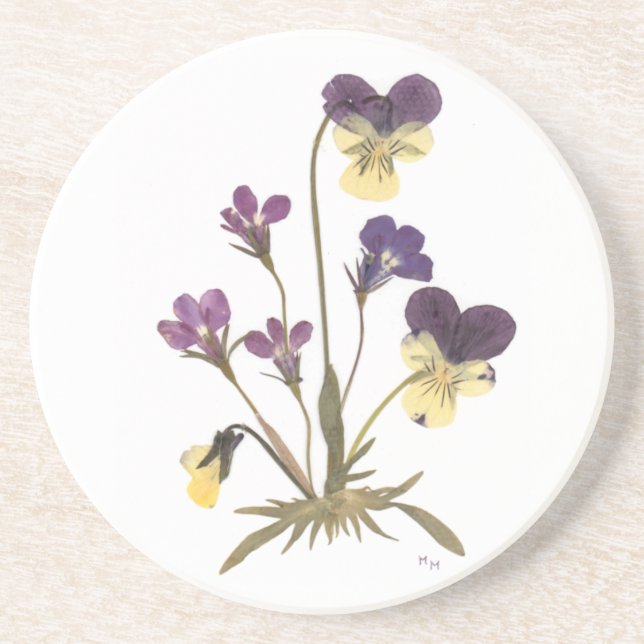 Pressed Flower Design Drink Coaster (Front)
