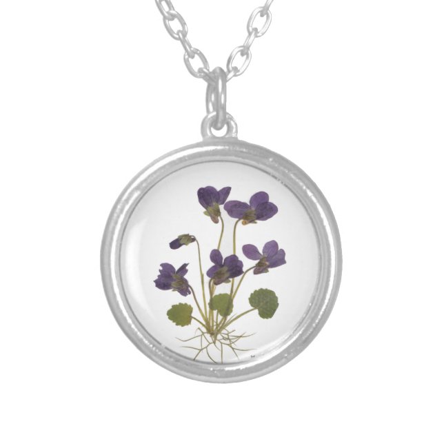 Pressed Flower Design Silver Plated Necklace (Front)