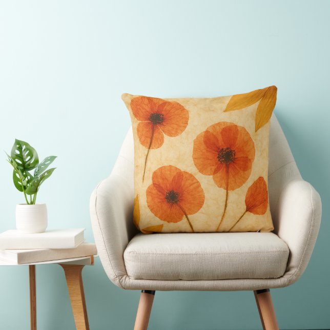 Pressed Flower Herbarium Decorative Throw Pillow (Chair)