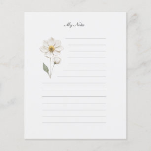 Pressed Flower Lined Stationery Note Paper