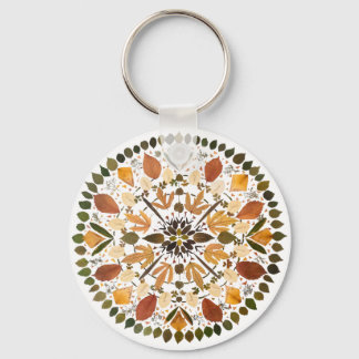 Pressed Flower Mandala l Autumn Botanical Floral Keychain