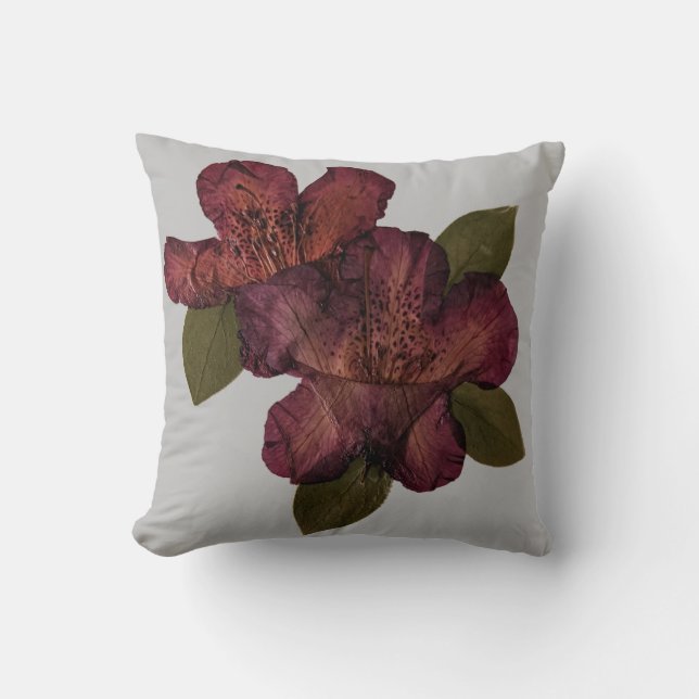 Pressed Flower Rhododendron  Throw Pillow (Front)