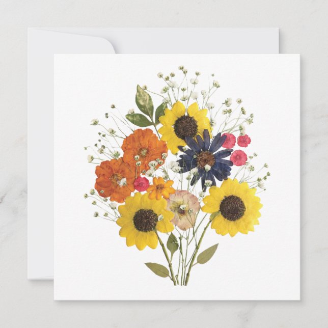 Pressed Flower Sunflower Bouquet greeting card (Front)