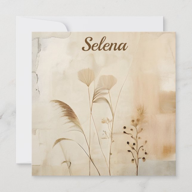 Pressed Flowers and Grass Note Card (Front)