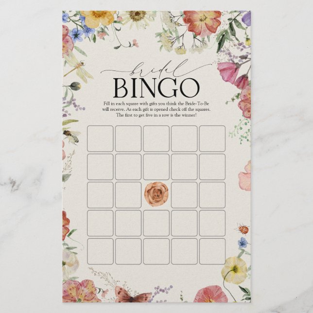 Pressed Flowers Bridal Bingo Game (Front)