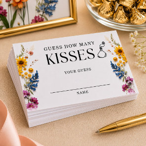 Pressed Flowers Bridal Shower How Many Kisses Card