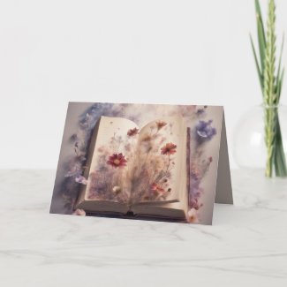 Pressed flowers growing from a book Birthday