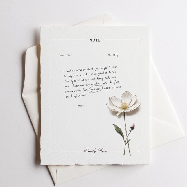 Pressed Flowers Personalized Stylish Note Card (Creator Uploaded)