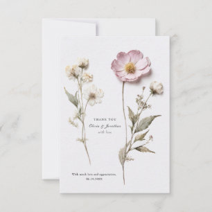 Pressed Flowers Wedding Thank You Card
