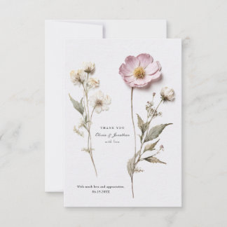 Pressed Flowers Wedding Thank You Card