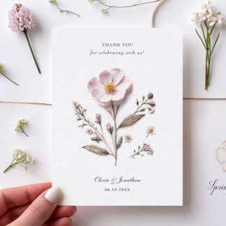 Pressed Flowers Wedding Thank You Card