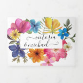 Pressed Flowers Wedding Tri-Fold Invitation (Cover)