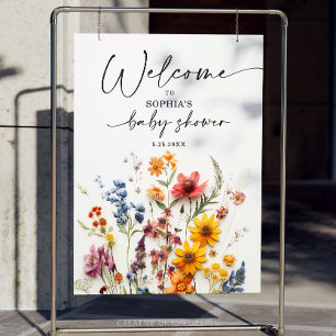 Pressed Flowers Wildflower Baby Shower Welcome Foam Board