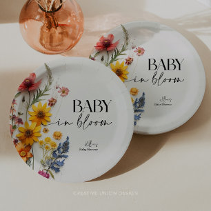 Pressed Flowers Wildflower Boho Baby Shower Paper Plates