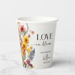 Pressed Flowers Wildflower Boho Bridal Shower Paper Cups