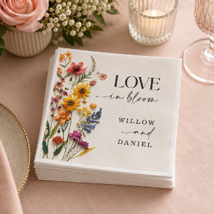 Pressed Flowers Wildflower Boho Wedding Napkins