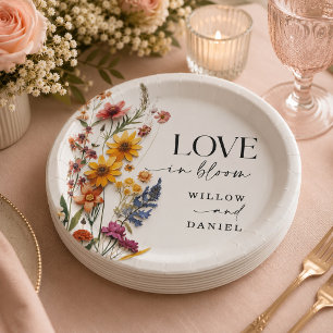 Pressed Flowers Wildflower Boho Wedding Paper Plates