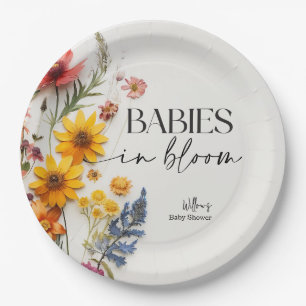 Pressed Flowers Wildflower Twins Baby Shower Paper Plates