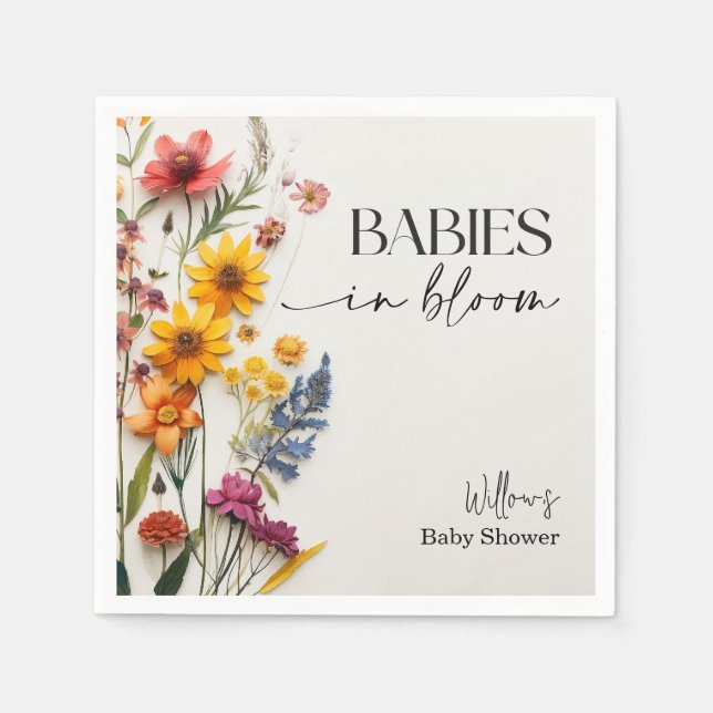 Pressed Flowers Wildflower Twins Shower Napkins (Front)