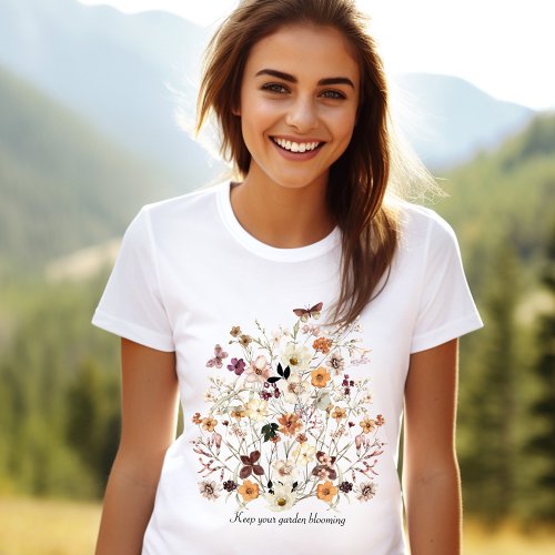 Pressed Flowers Wildflowers Cottagecore Womens T_Shirt
