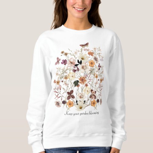 Pressed Flowers Wildflowers Name Cottagecore Sweatshirt