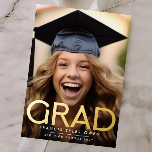 Pressed Foil Gold GRAD Class of 22 Announcement