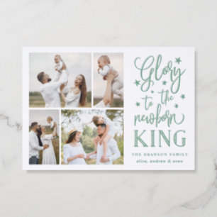 Pressed "Glory" Photo Collage Religious Christmas Letterpress Photo Cards