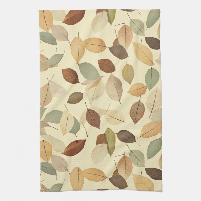 Pressed Leaf Harmony – Vintage Botanical (10) Kitchen Towel (Vertical)
