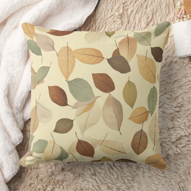 Pressed Leaf Harmony – Vintage Botanical (10) Throw Pillow (Blanket)