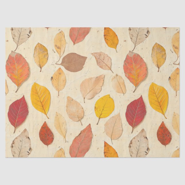 Pressed Leaf Harmony – Vintage Botanical Tissue Paper (Front)