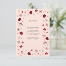 Pressed Red Pink and Cream, floral Wedding Details