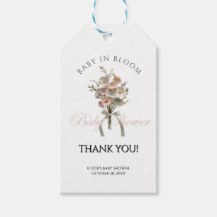 Pressed Wildflower Baby in Bloom Boho Baby Shower Gift Tags