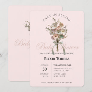 Pressed Wildflower Baby in Bloom Boho Baby Shower Invitation