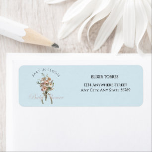 Pressed Wildflower Baby in Bloom Boho Baby Shower Label