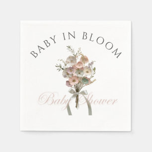 Pressed Wildflower Baby in Bloom Boho Baby Shower Napkins