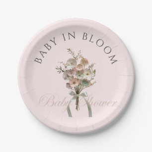 Pressed Wildflower Baby in Bloom Boho Baby Shower Paper Plates