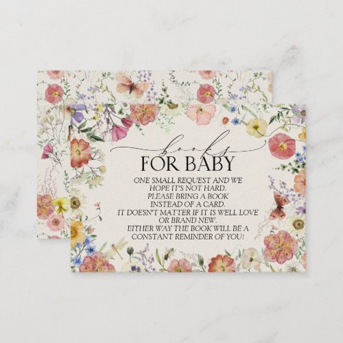 Pressed Wildflower Baby Shower Books For Baby Enclosure Card