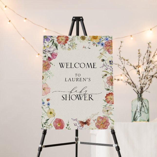  Pressed Wildflower Baby Shower Welcome Foam Board (In Situ (Stand))