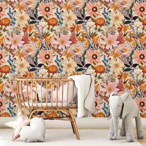 Pressed Wildflower Bold Botanical Wallpaper