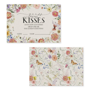 Pressed Wildflower Bridal Shower Kisses game Enclosure Card