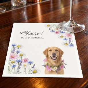 Pressed Wildflower Dog Photo Cheers To My Humans Napkins