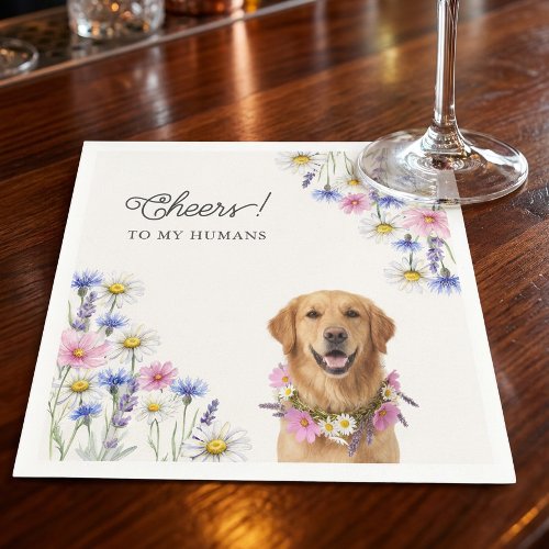 Pressed Wildflower Dog Photo Cheers To My Humans Napkins