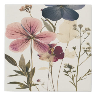 Pressed Wildflower Elegance art no.1 Faux Canvas Print