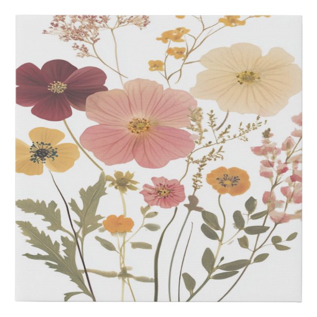Pressed Wildflower Elegance art no.3 Faux Canvas Print (Front)